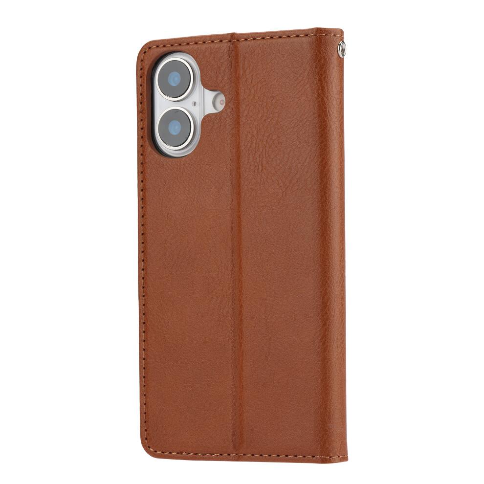 (iPhone 17, Light Brown) For iPhone 17 Cell Phone Case Magnetic Closing PU Leather Stand Cover