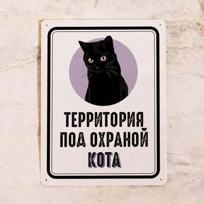 Жизнь лучше с черным котом, жестяная табличка 30x20 см, Винтажный декор для дома, Подарок любителю кошек