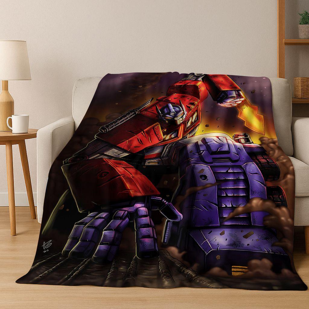 Cartoon T-Transformers Autobots Optimus Prime Flannel Blanket,Warm and Cozy Soft Throw Blanket for Home Bedroom Bed Sofa Cover