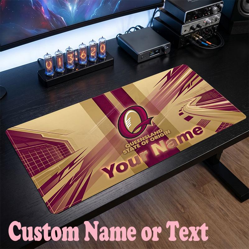 Queensland Maroons Customized Name Text Mouse Pad, Large Desk Mouse Mat Personalized Home Office Present