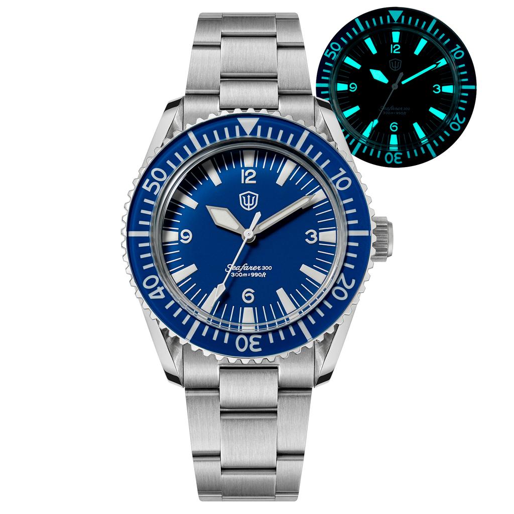 Watchdives WD1967Q Mens Watch Japan VH31 Sweep Quartz 316L Steel Bubble Sapphire BGW9 Lume 100M WR 39mm