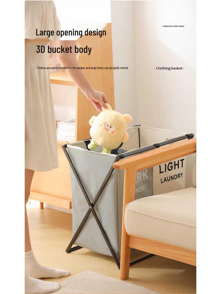 Waterproof Foldable Oxford Cloth Laundry Hamper with Lid for Bathroom Use