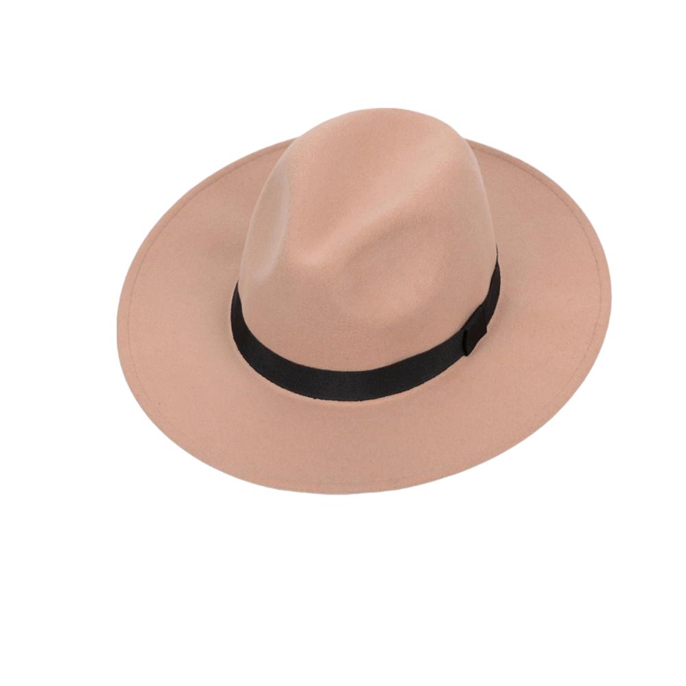 Solid Color Men's Felt Hat Elegant Women Jazz Hat Vintage Woolen Flat Top Hat Autumn
