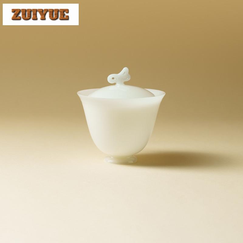 115ml Icy Jade Butterfly Dance Gaiwan Aesthetic Tea Tureen Tea Bowl With Lid Kit Tea Maker Cover Bowl Kung Fu Tea Set Decoration