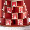 Christmas Cone Advent Calendar with Themed Motifs and 10 LED Lights, 22x22x35 cm, Plywood, Red, Green and Yellow