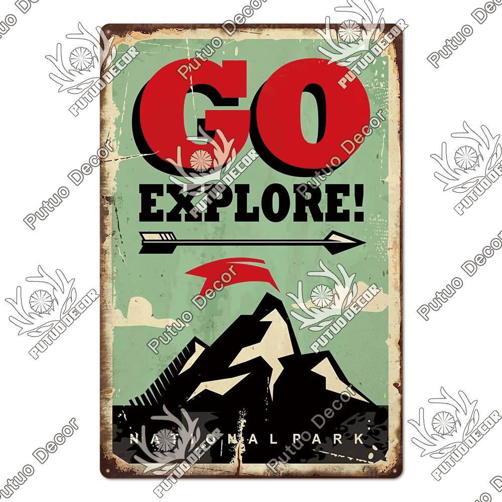 Decor Camping Tin Sign Vintage Plaque Metal Plate Retro Posters Wall Art Decor for Trip Car Home Living Room Unique Gift
