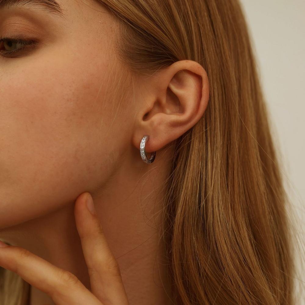 Eco Friendly Copper Shiny Cubic Zirconia Earrings For Women Simple Exquisite Golden Silver Color Round Earring Jewelry Gifts