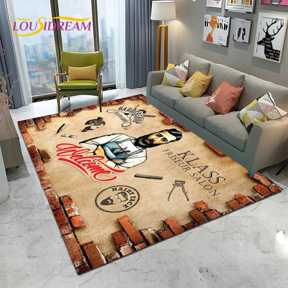 Вывеска для парикмахерской, 3D череп, винтажный HD ковер, ковер для дома, гостиной, спальни, дивана, коврик для двери, декор, детский коврик, нескользящий напольный коврик