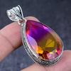 Bi-Color Tourmaline Gemstone Handmade 925 Sterling Silver Pendant 2.09" T3e64