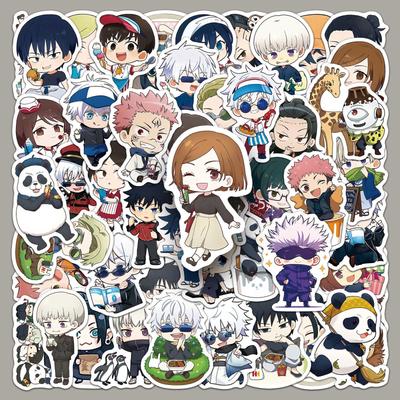 50 аниме-стикеров Jujutsu Kaisen: Мультяшная коллекция для DIY, коробка для хранения и декор для холодильника