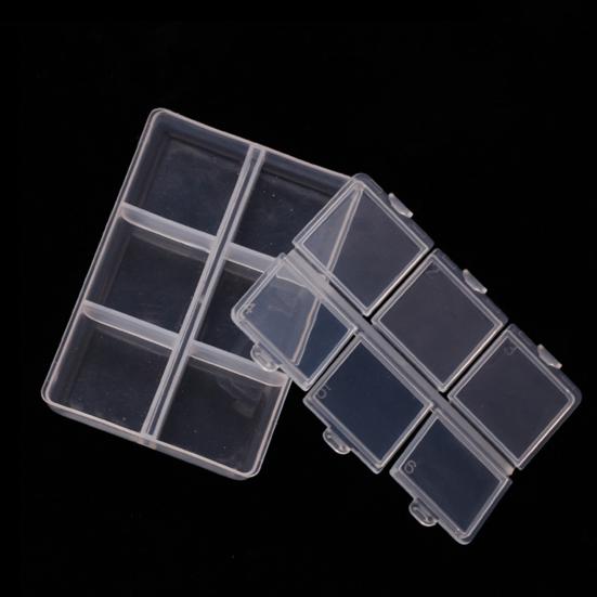 Прозрачная коробка для хранения, 6 сеток, многофункциональные регулируемые ювелирные бусины, чехол для хранения наконечников для маникюра, украшения