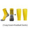 1 Pair of Combination Adhesive Point Anti Slip, Sweat and Odor Resistant  Football Sports Socks+leg Protectors