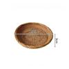 Handwoven Rattan Storage Tray with Wooden Handle Picnic Basket Bread Food Plate Snacks Fruit Cake Platter Dinner Serving Tray