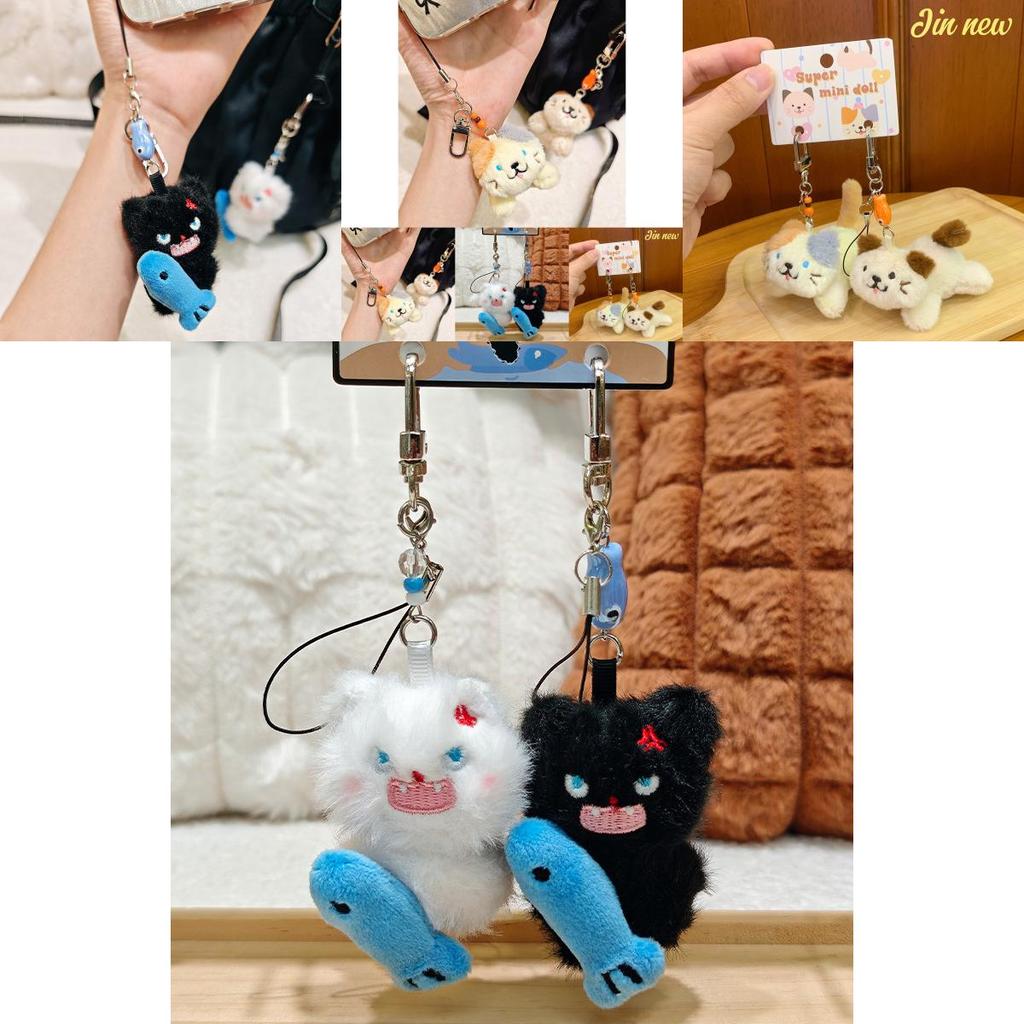 Jinnew Cute Plush Cat Phone Charm With Keychain For Collectors And Gift Lovers