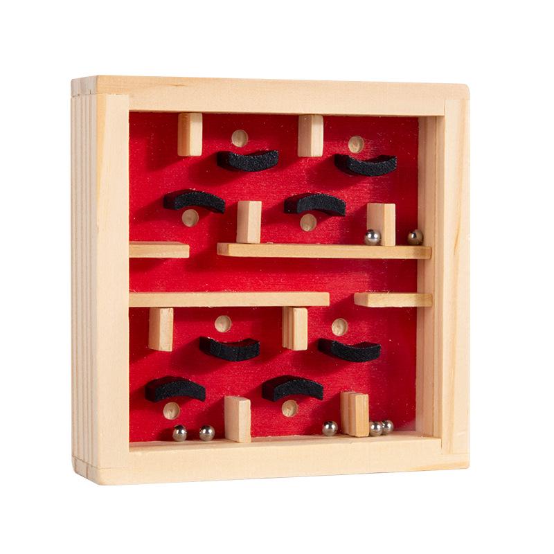 Деревянный лабиринт для малышей - Игра на координацию и баланс - Развивающая игрушка с перекатывающимися шариками