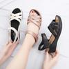 Women's Sandals Summer Rubber Plastic Velcro Flat Bottom Middle-aged and Elderly Soft-soled Sandals Breathable Shoes