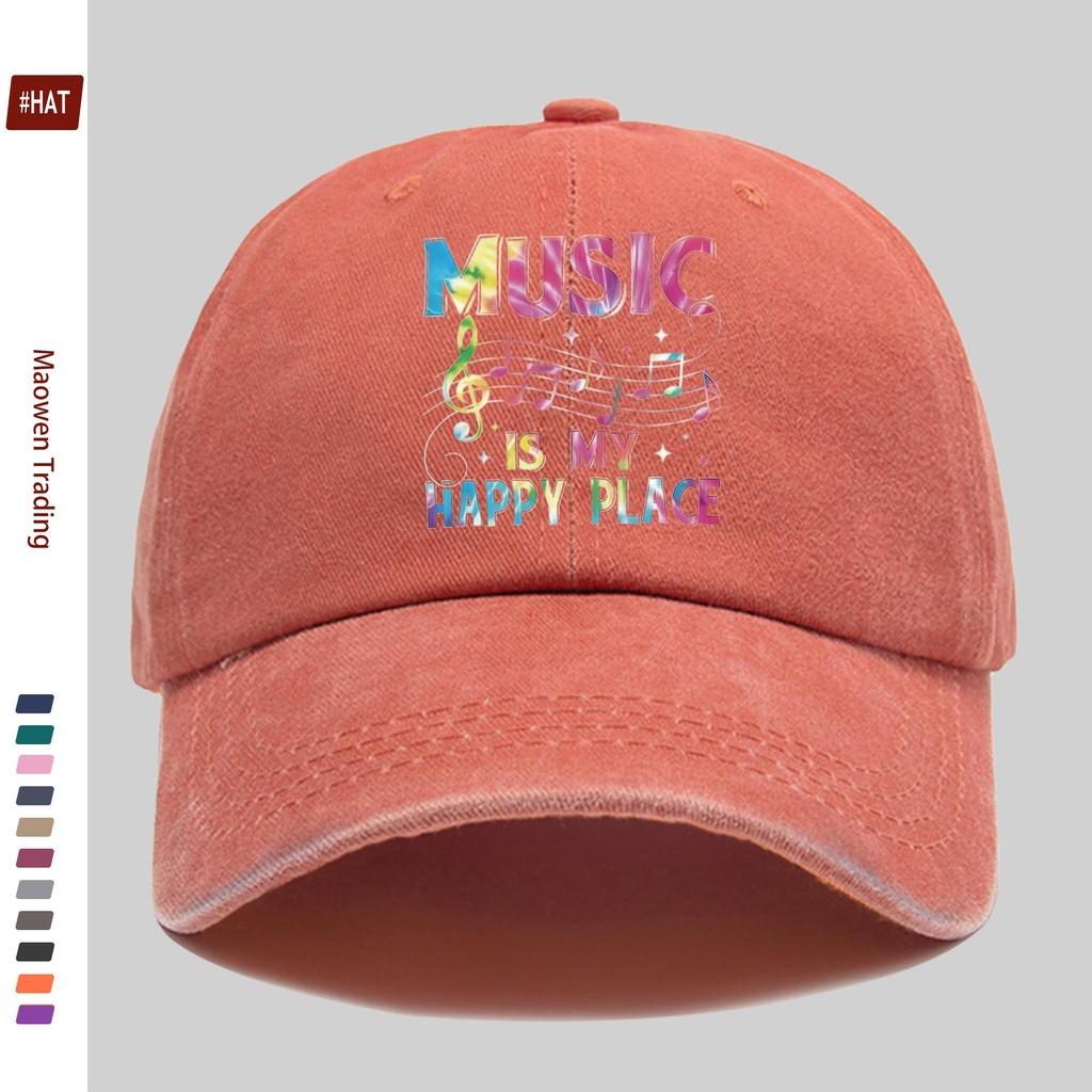 pc Music Paradise Melody Melody Brings Joy Letter Print Hat Concert Pattern Print Baseball Cap Unisex Design Sun Hat Multip