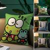 Miniso Cartoon Kero Keroppi Pillow Case Plush Fabric Soft Pillowcase Double Sided Print Sofa Cushion Cover Throw