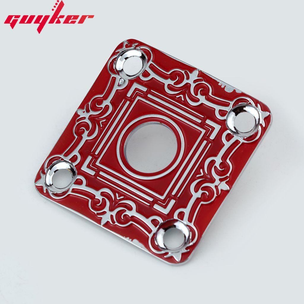 1 Piece Square Curved Stainless Steel Jack Plate Surface Pattern For Electric Guitar Bass