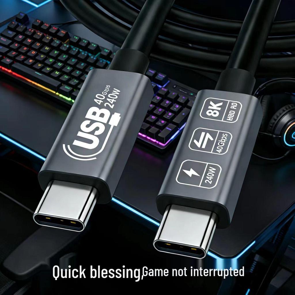 Высокоскоростной двухпортовый кабель USB4 40 Гбит/с Type-C, совместимый с 240 Вт, для компьютеров и мобильных телефонов