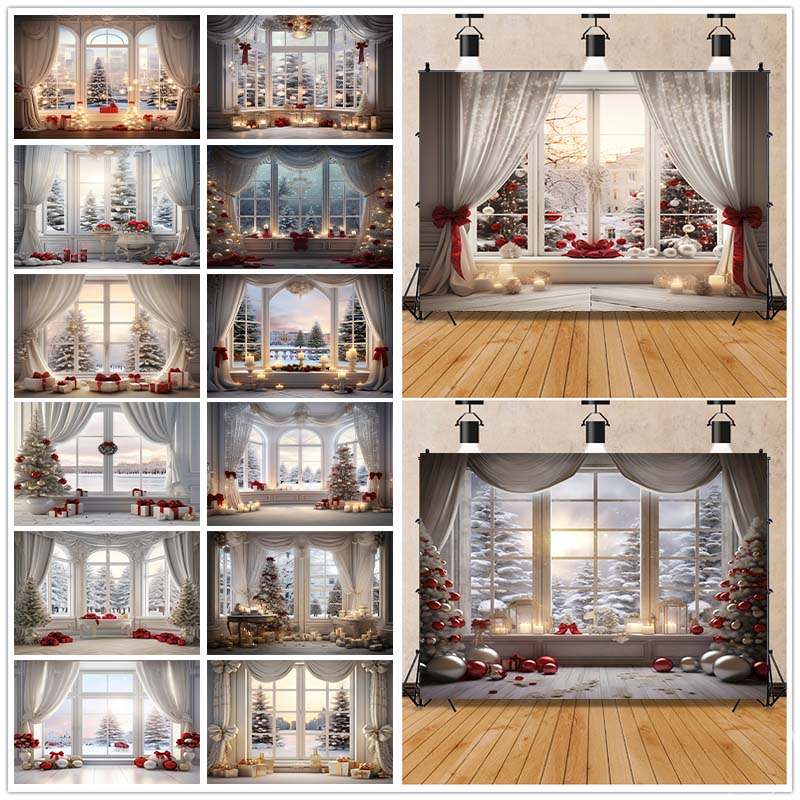 Indoor Sill Window Winter Snow Scene Children Shooting Background Cloth Background Wall Decoration Photo Cloth