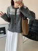 Korean Style Soft Fluffy Fair Isle Knit Cardigan - Women's Autumn/Winter Loose Fit with Rolled Edge