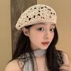 Japanese Style Flower Hat Breathable Crochet Knitted Cap Elegant Hollowed Out Beret  Gift