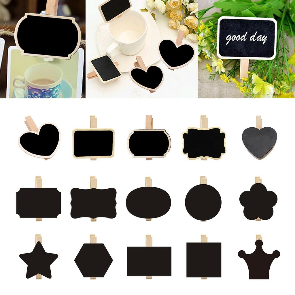 50Pcs Small Chalkboard Signs with Clips Small Wood Blackboard with Pegs for Wedding Birthday Place Card Name Card