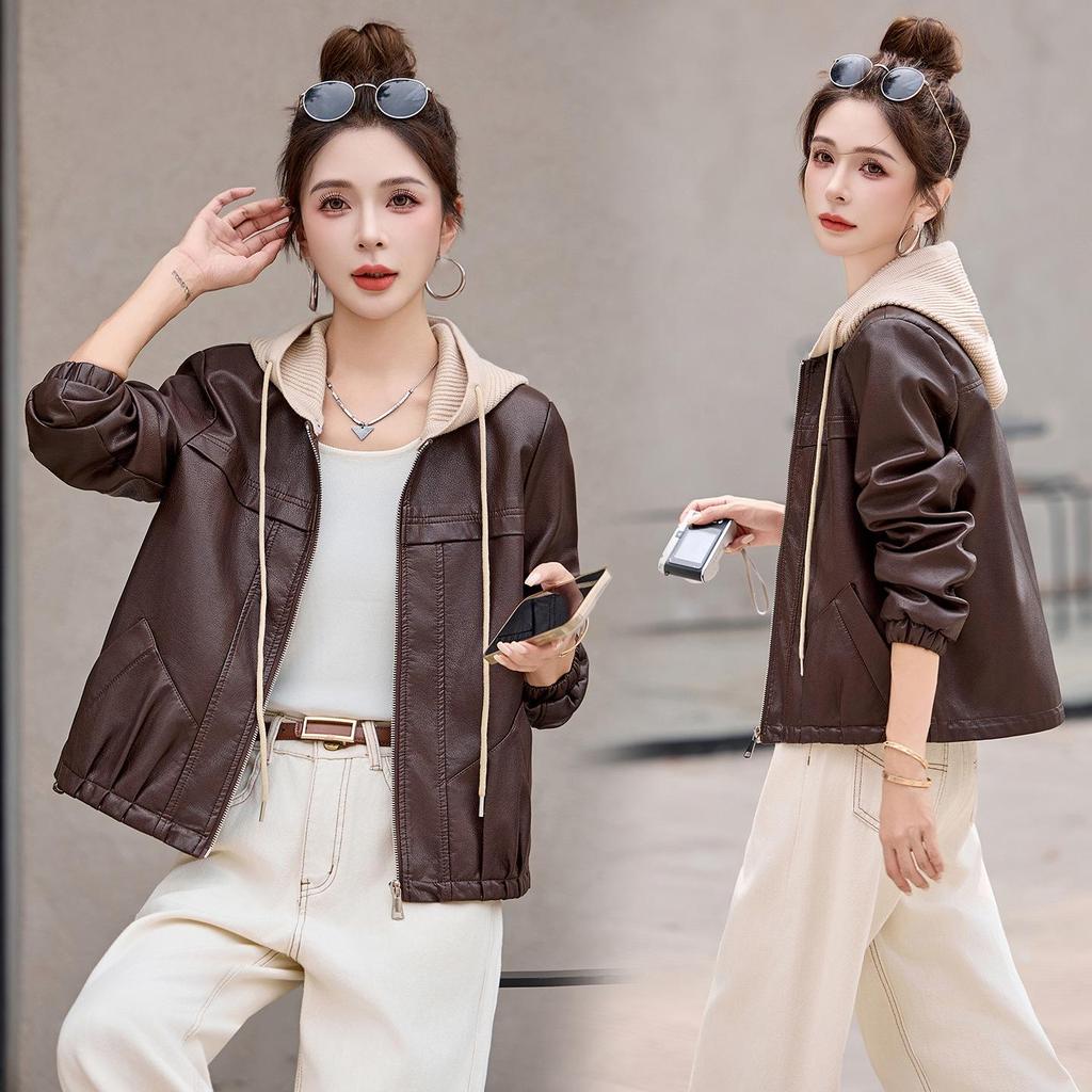 Women's Retro Sheepskin Leather Hooded Short Jacket - Autumn/Winter 2025