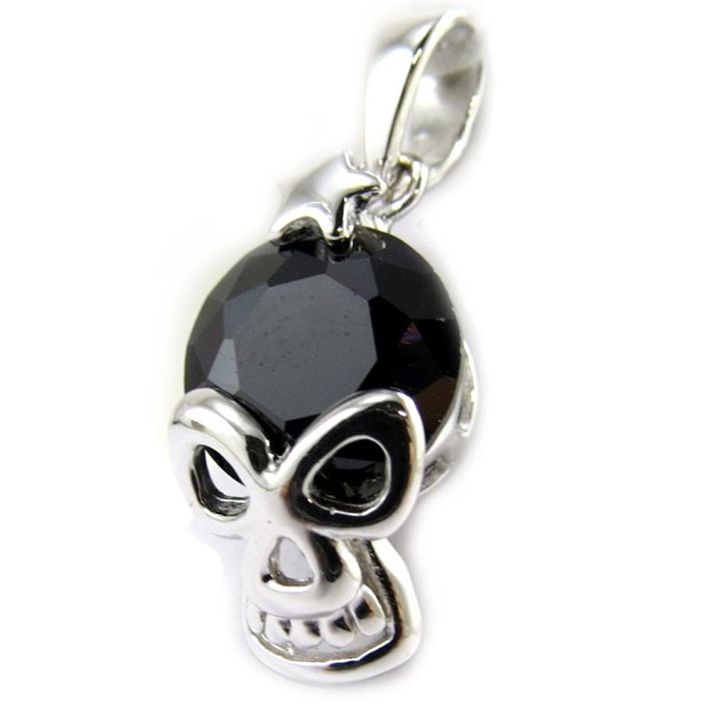 Les Trésors De Lily [M1724] - Black 'Skull' Silver Pendant