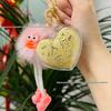 999 Pure Gold Heart & Four-Leaf Clover Keychain - Exquisite Jewelry Gift for Wealth and Good Fortune