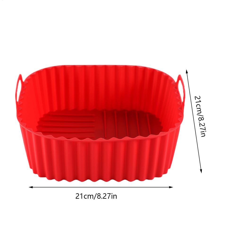 21x21cm Reusable Air Fryer Liners Silicone Square Air Fryer Oven Plate Non-stick Baking Tray for Pizza Fried Chicken Fries  Cake