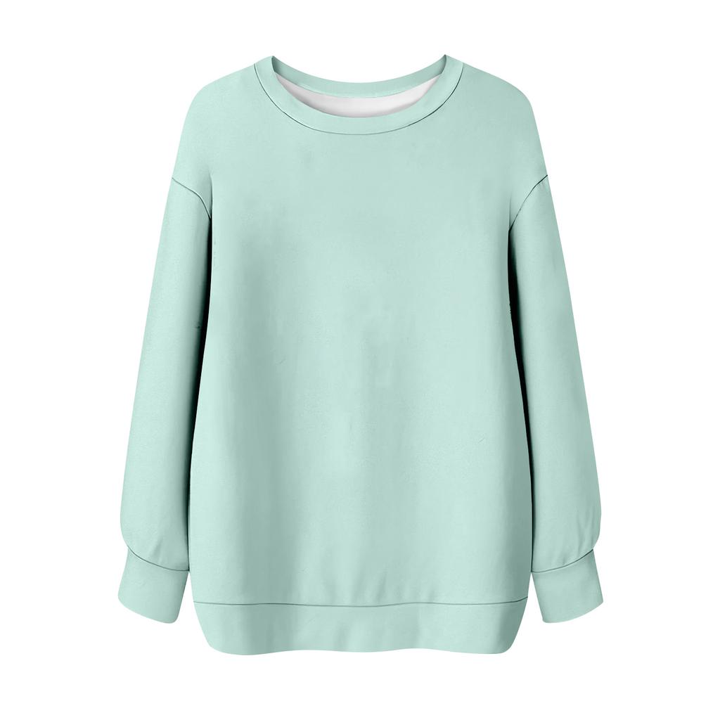 Женская однотонная футболка с круглым вырезом и длинными рукавами, свитшот