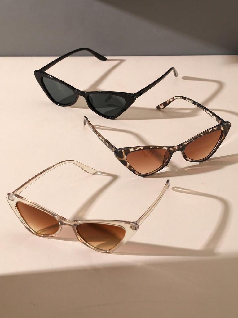 3PCS Men Shades Fashion Plastic Cat Eye Frame Women Sunglasses For Daily Life Eyewear Accessories.