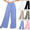 Women's Summer Fashion Elastic Waist Drawstring Wide Leg Pocket Loose Pants