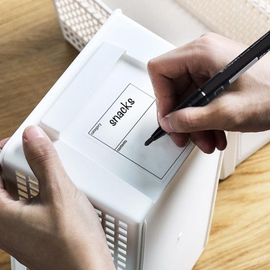 Пластиковая корзина для хранения с этикеткой, многоцелевой контейнер для хранения с нескользящей ручкой, вентилируемый