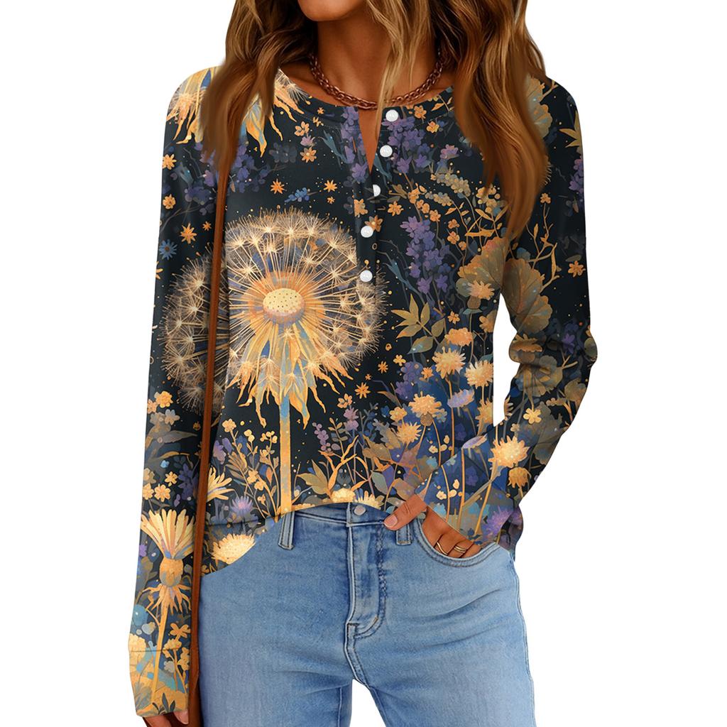 Женская модная свободная повседневная блузка с длинным рукавом и карнавальным принтом