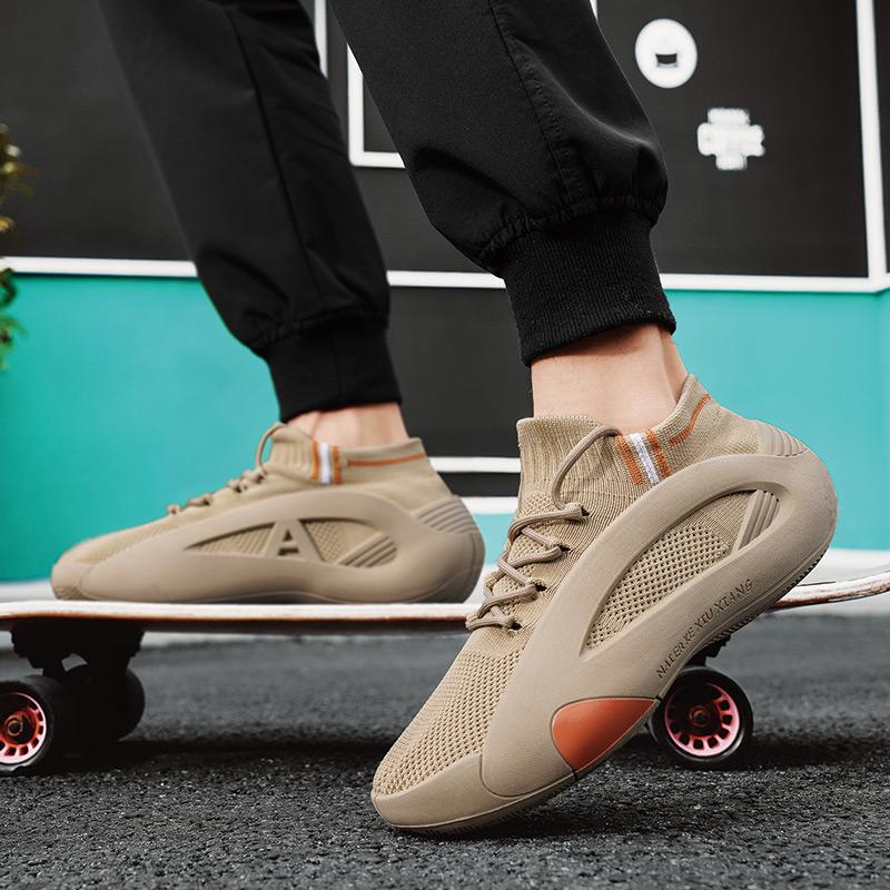 Модные зеленые мужские летние спортивные носки для бега, обувь, дышащая сетка, толстая подошва, увеличивающие рост, подростковые повседневные сетчатые туфли с круглым носком