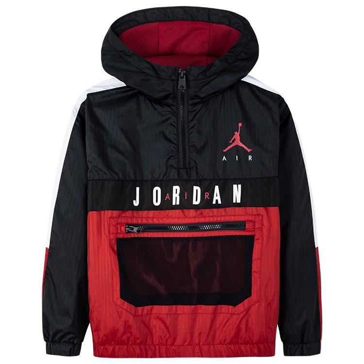 Jordan Colorblock Logo Print Casual Hooded Jacket Kids Jackets Black JD2212015GS-002