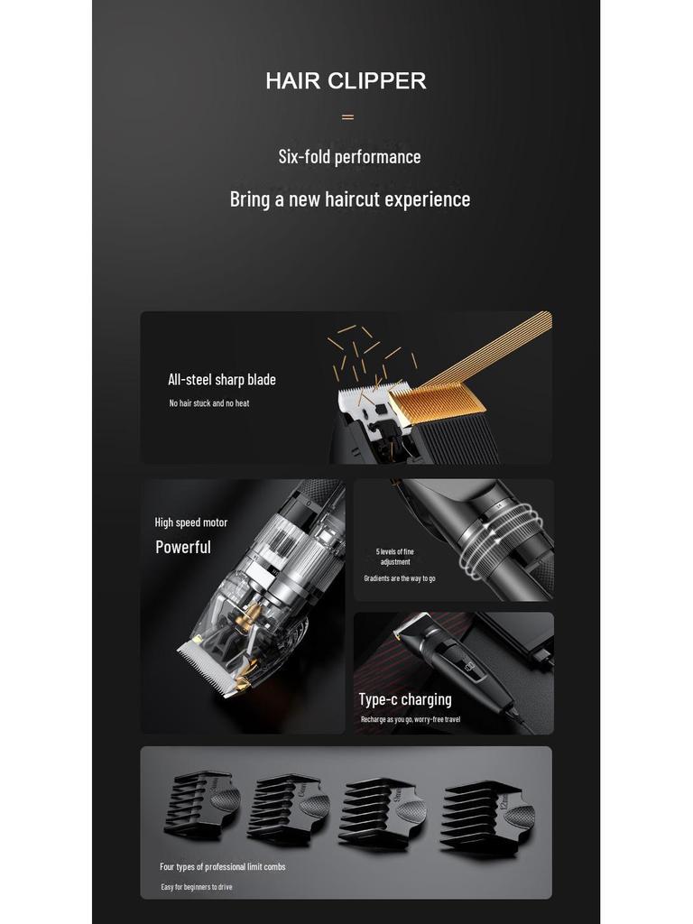 High-Power Electric Hair Clipper for Salons and Home Use - Ideal for Shaving and Hair Carving.