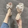 2025 New Bow Cool One-word Slippers Women's Summer Versatile Fashion Heightened Low Heel