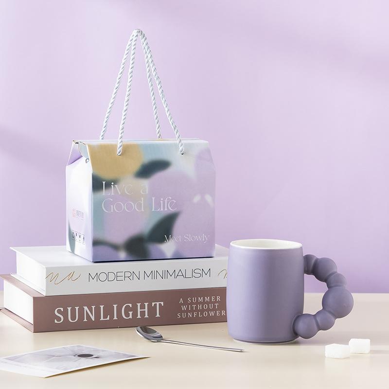 Кружка с цветной глазурью высокой ценности для жизни, подарочная коробка для мероприятия, кофейная чашка в стиле инс, чашка для воды, свадебный сувенир