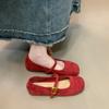 Cute Ballet Fairy Suede Round Head Light Mouth Single Shoes Spring and Autumn Retro Flat Mary Jane Women's Shoes