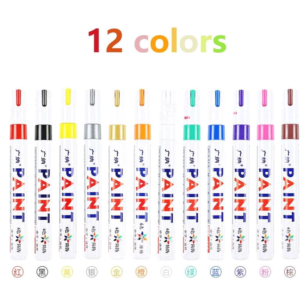 12 Waterproof Rubber Long-lasting Paint Pens Car Tire Tread Eco Spray Paint