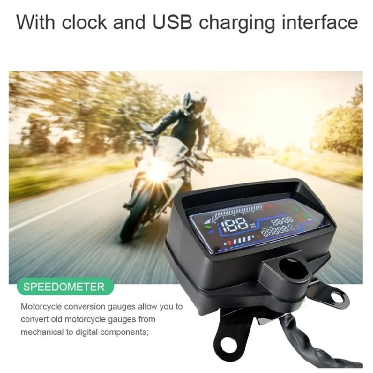 Motorcycle Dashboard LCD Digital Gauge Panel Instrument Cluster 12V Speed Odometer Enhanced Visibility for CG125 CG150
