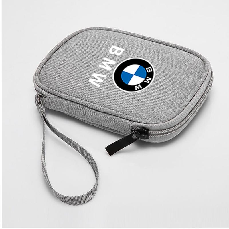 KYLZ4 Portable Waterproof Car USB Cable Storage Bag Multi-Function Auto Organizer Accessories For BMW M Series M3 M5 X1 X3 X5 X6 E90