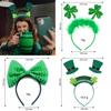 St. Patrick's Day Green Clover Hair Band Elf Hat Headband Set