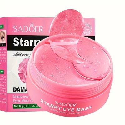60 шт. SADOER Rose Starry Collagen Eye Mask Anti Dark Circles Remove Eyes Bags Увлажняющие укрепляющие патчи для глаз Уход за кожей вокруг глаз