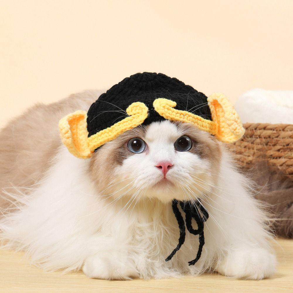 Cartoon Winter Warm Handmade Elastic Pet Cap Cat Hat Frog Hat for Party Photo Props