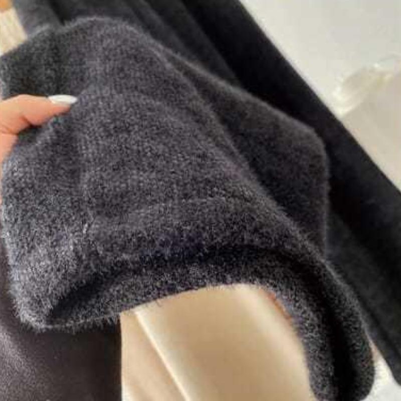 Новые зимние толстые винтажные прямые брюки с эластичной талией, женские универсальные норковые бархатные облегающие широкие свободные брюки, женская повседневная одежда